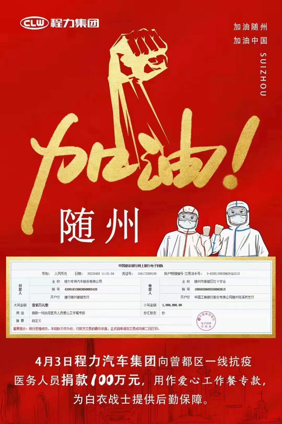 程力汽車集團(tuán)捐贈百萬愛心工作餐專款助力疫情防控彰顯社會擔(dān)當(dāng)